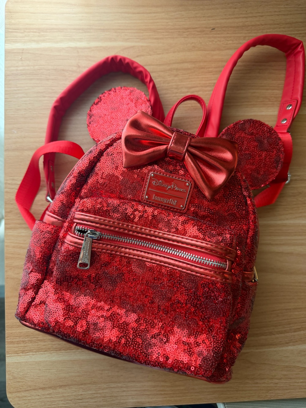Disney Parks Loungefly Red Hidden Mickey Sequin Mini Backpack